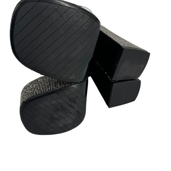 Zara Rhinestone Chunky High Heeled Platform Sandals Black & Silver Size 6 - Picture 11 of 12